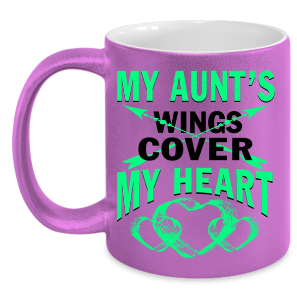 Cute Aunt Coffee Mug, My Aunt's Wings Cover My Heart Accent Mug