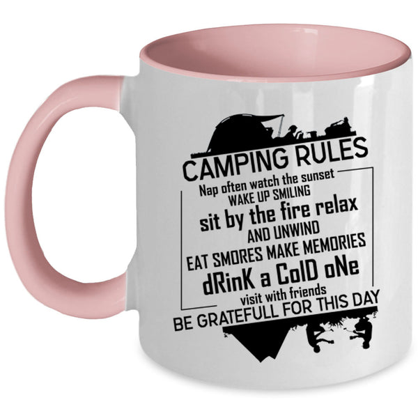 Funny Gift For Camper Coffee Mug, Camping Rules Accent Mug