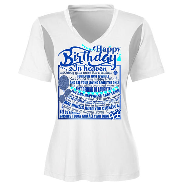 Happy Birthday In Heaven T Shirt, Being A Son T Shirt, Cool Shirt (Ladies LS Heather V-Neck)