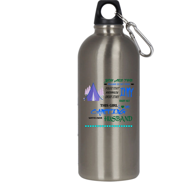 This Girl Loves Camping With Her Husband 20 oz Stainless Steel Bottle,Funny Camping Outdoor Sports Water Bottle
