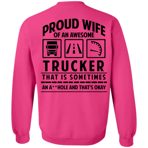 I Love Trucker T Shirt, Proud Wife Of An Awesome Trucker Sweatshirt