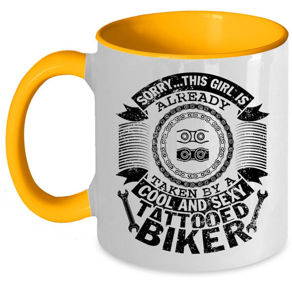 Marry Coffee Mug, This Girl Already Taken By A Cool Tattooed Biker Accent Mug