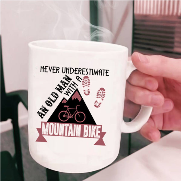 Cute Grandpa Coffee Mug, An Old Man With A Mountain Bike Cup