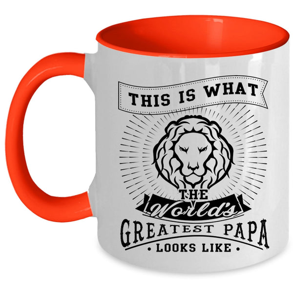 Funny Papa Coffee Mug, What The World's Greatest Papa Looks Like Accent Mug