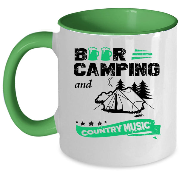 Funny Camping Coffee Mug, Beer Camping And Country Music Accent Mug