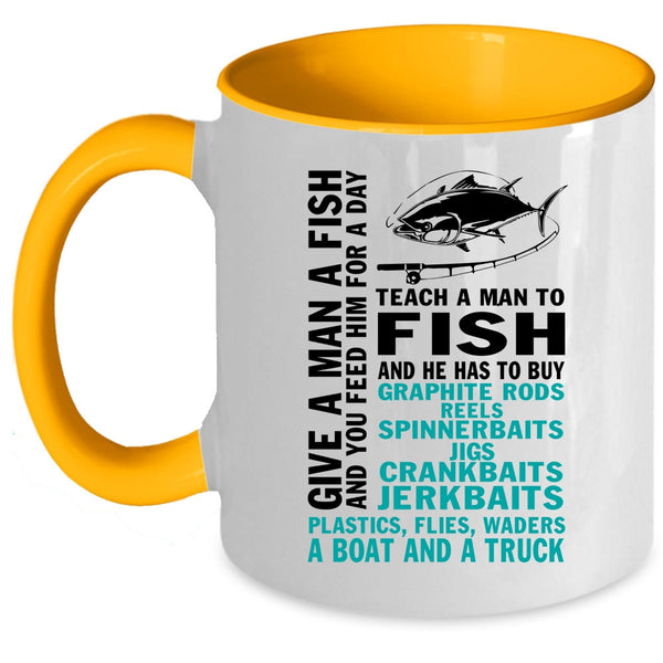 Teach A Man To Fish Coffee Mug, Give A Man A Fish Accent Mug