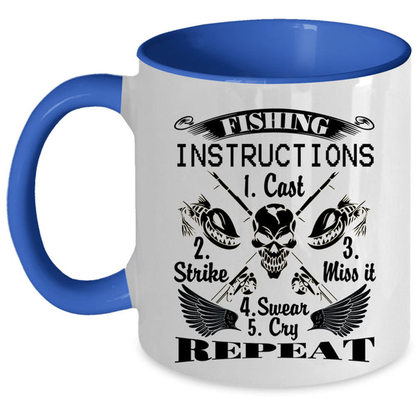 Cool Fisher Coffee Mug, Fishing Instructions Accent Mug