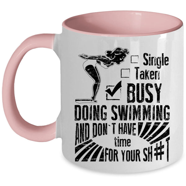 Busy Doing Swimming Coffee Mug, Relationship Status Accent Mug