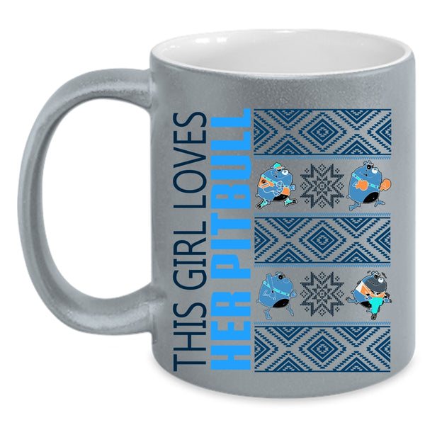 Cute Pit Bull Lover Coffee Mug, This Girl Loves Her Pitbull Accent Mug