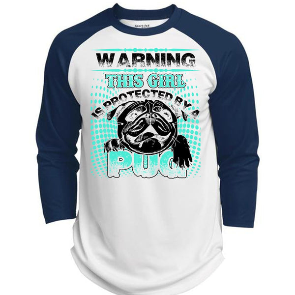 This Girl Is Protected By A Pug T Shirt, I Love Pug T Shirt, Awesome T-Shirts  (Polyester Game Baseball Jersey)