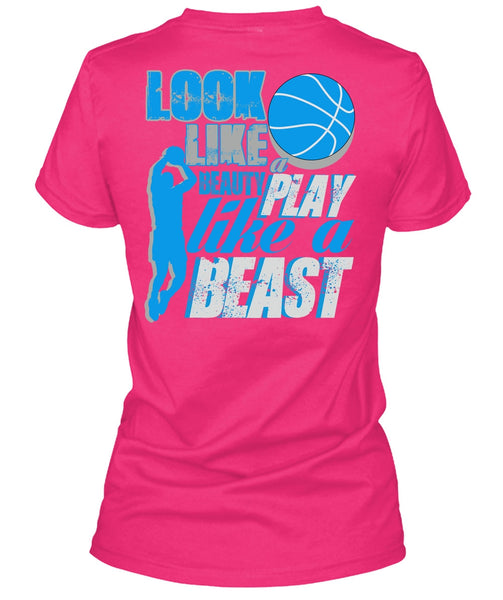 Look Like A Beauty Play Like A Beast T Shirt, Being A Basketball Mom T Shirt, Cool Shirt (Ladies LS Heather V-Neck)