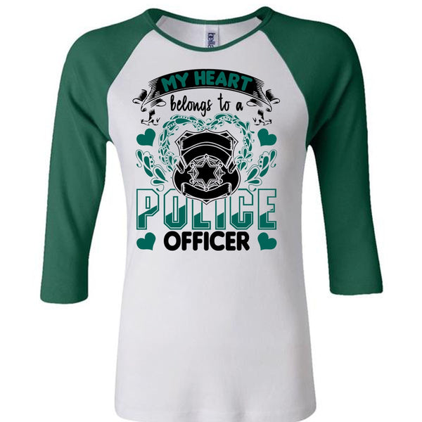 My Heart Belongs To A Police Officer T Shirt, I Love Police T Shirt, Awesome T-Shirts