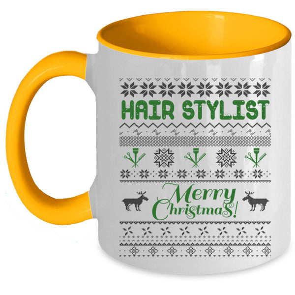 Merry Christmas Coffee Mug, Hair Stylist Accent Mug