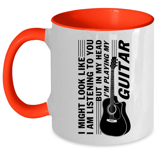 Cool Guitarist Coffee Mug, In My Head I'm Playing My Guitar Accent Mug