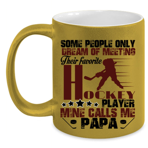 Cool Papa Coffee Mug, My Favorite Hockey Player Calls Me Papa Accent Mug