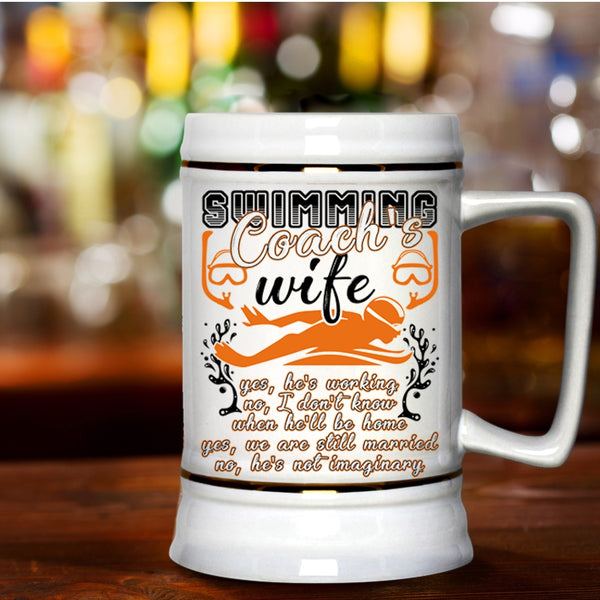 Cool Just Married Beer Stein 22oz, Swimming Coach's Wife Beer Mug