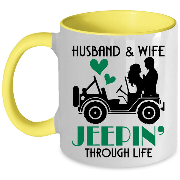 Jeeping Through Life Coffee Mug, Husband And Wife Accent Mug