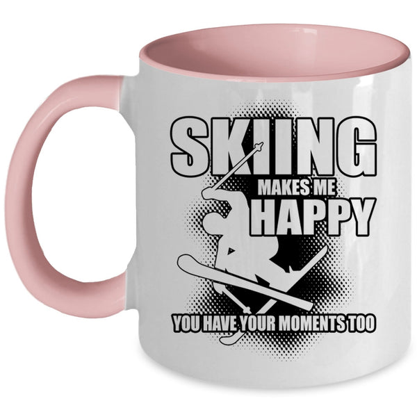 I Love Skiing Coffee Mug, Skiing Makes Me Happy Accent Mug