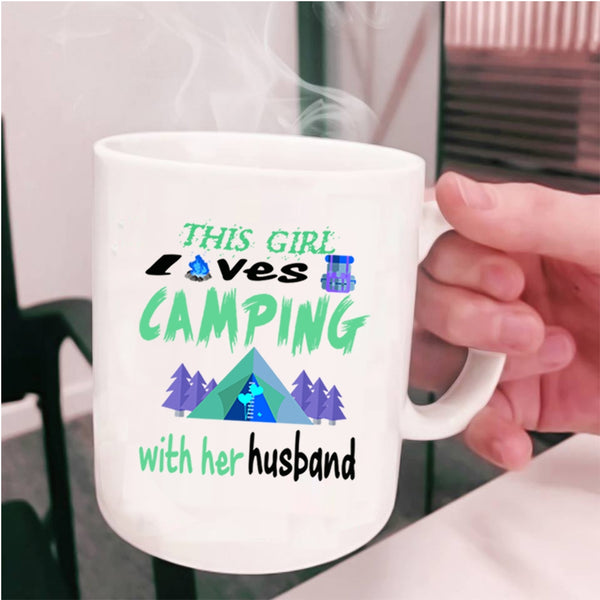 Married Coffee Mug, This Girl Loves Camping With Her Husband Cup