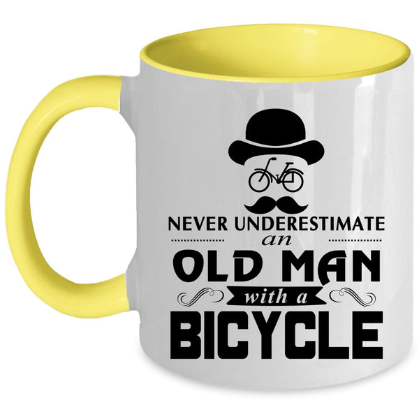 Cool Gift For Grandpas Coffee Mug, An Old Man With A Bicycle Accent Mug