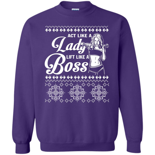 Lift Like A Boss T Shirt, Lady Merry Christmas Sweatshirt