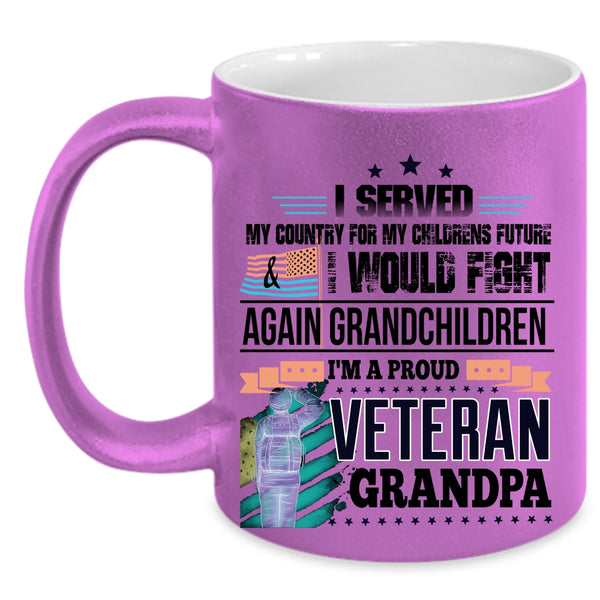 Cool Grandpa Coffee Mug, I'm A Proud Veteran Grandpa Accent Mug