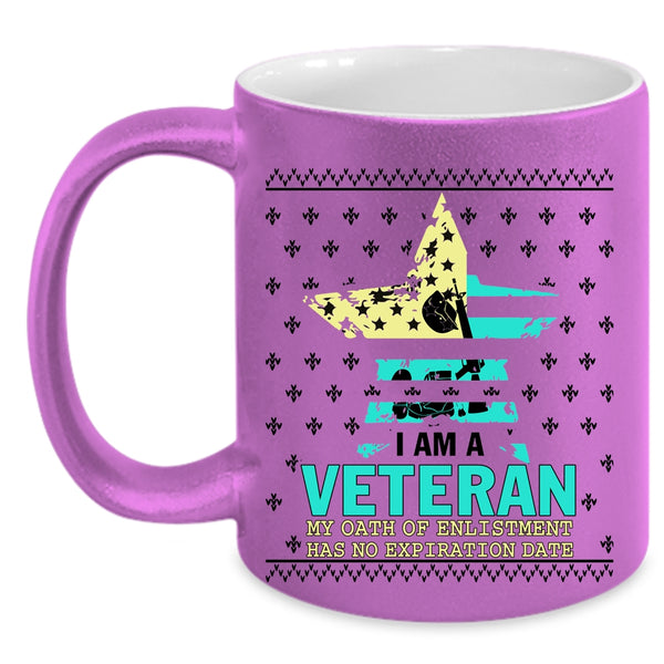 Awesome American Flag Coffee Mug, I Am A Veteran Accent Mug