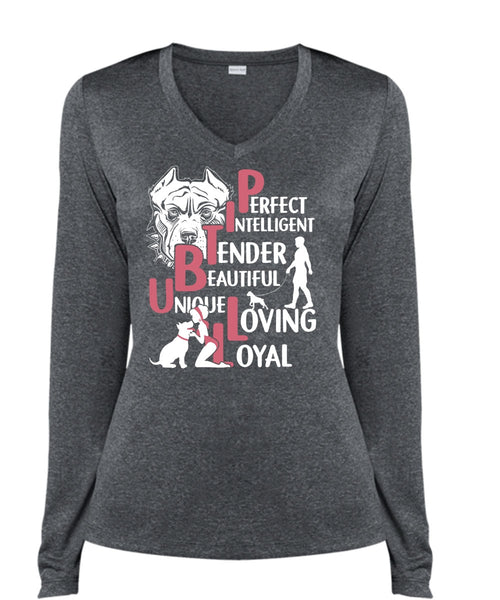 Beautiful Loving Dog T Shirt, My Favorite T Shirt, Cool Shirt (Ladies LS Heather V-Neck)