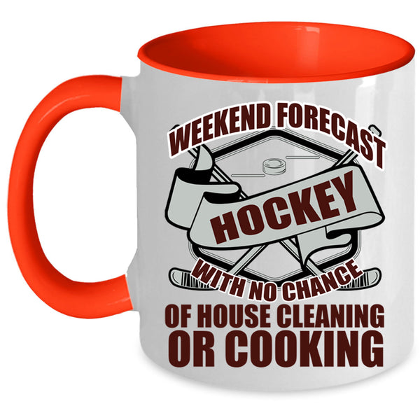 Cool Sporty Coffee Mug, Weekend Forecast Hockey Accent Mug