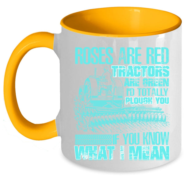 Funny Gift For Farmers Coffee Mug, Roses Are Red Tractors Are Green Accent Mug