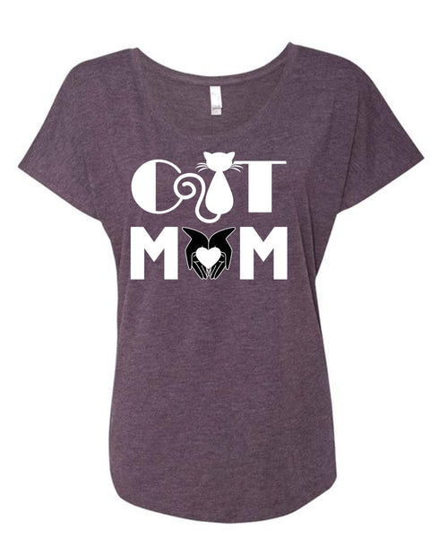 Cat Mom T Shirt, Family T Shirt, Being A Mom T Shirt (Ladies' Triblend Dolman Sleeve)