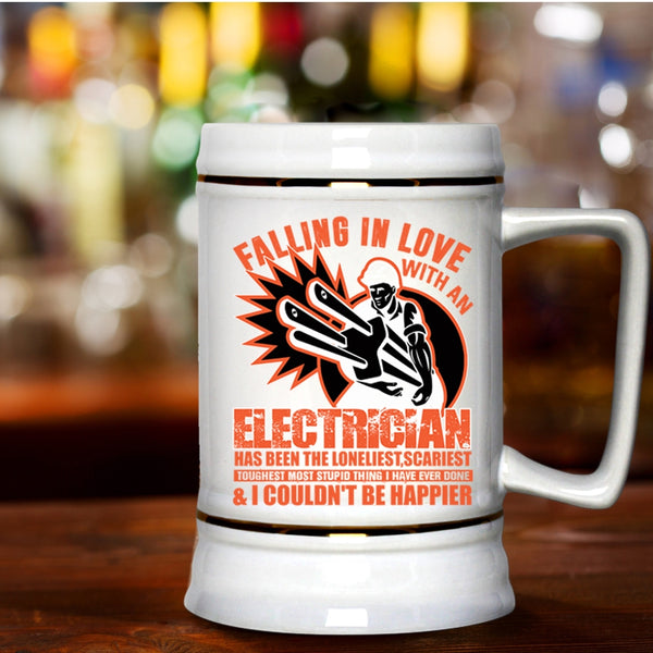 I Love My Electrician Beer Stein 22oz, Falling In Love With An Electrician Beer Mug