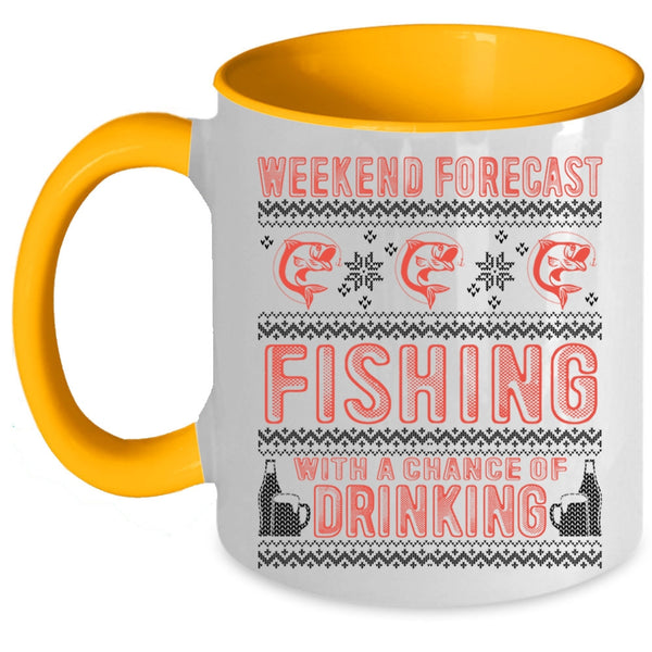 Chance Of Drinking Coffee Mug, Weekend Forecast Fishing Accent Mug