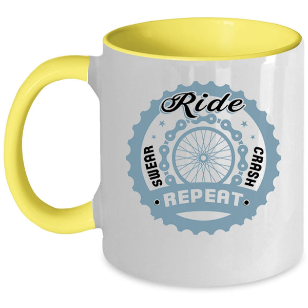 Outdoor Coffee Mug, Ride Swear Crash Repeat Accent Mug
