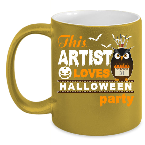This Artist Loves Halloween Party Coffee Mug, Cool Owl Coffee Cup