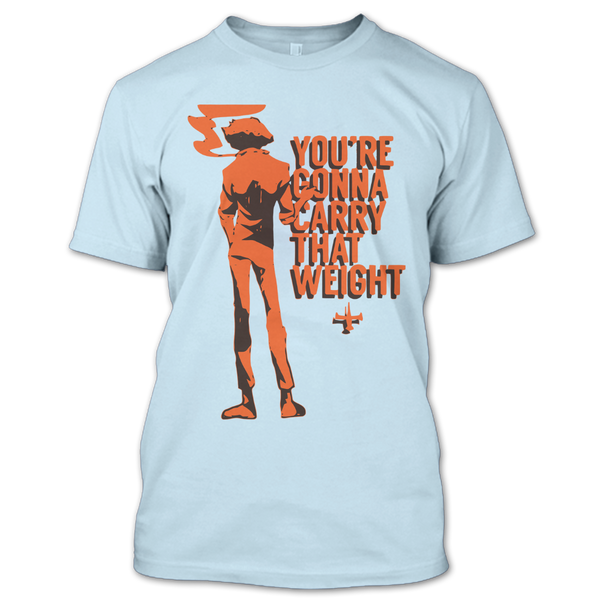 A black t-shirt with the shopify logo