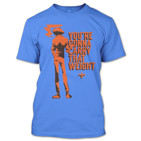 A black t-shirt with the shopify logo