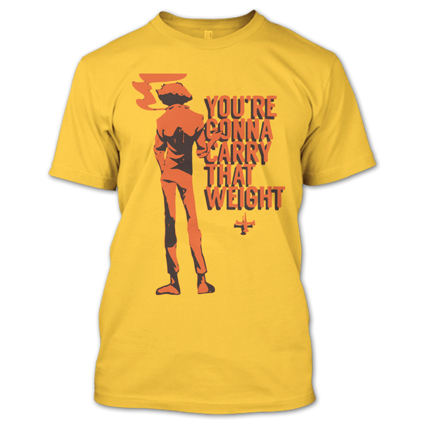 A black t-shirt with the shopify logo