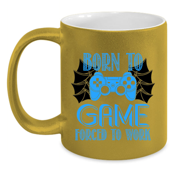 Awesome Gamer Coffee Mug, Born To Game Forced To Work Accent Mug