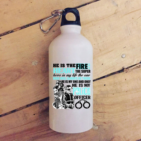 He Is The Fire In My Heart 20 oz Stainless Steel Bottle,He Is My Police Officer Outdoor Sports Water Bottle