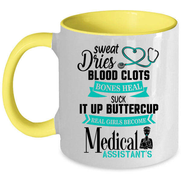 Cute Girls Coffee Mug, Real Girls Become Medical Assistant Accent Mug