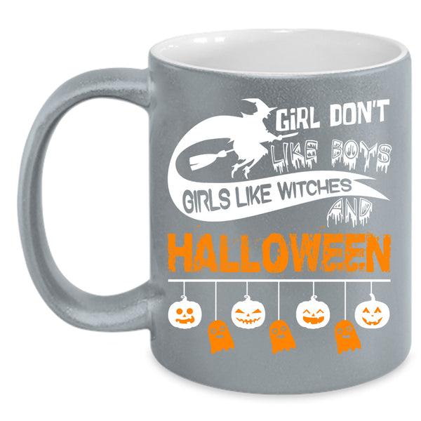 Girls Like Witches And Halloween Coffee Mug, Cute Girls Coffee Cup