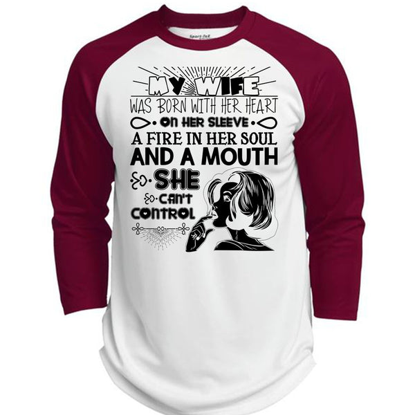 My Wife Was Born With Her Heart T Shirt, I Love Wife T Shirt, Awesome T-Shirts  (Polyester Game Baseball Jersey)