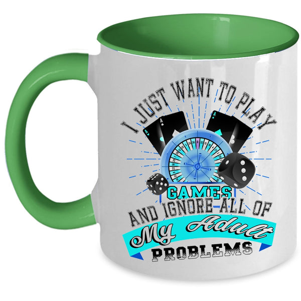 Cool Playing Games Coffee Mug, I Just Want To Play Games Accent Mug