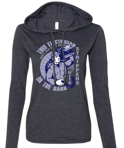 This Is Electrician T Shirt, I Love Electrician T Shirt (Anvil Ladies Ringspun Hooded)