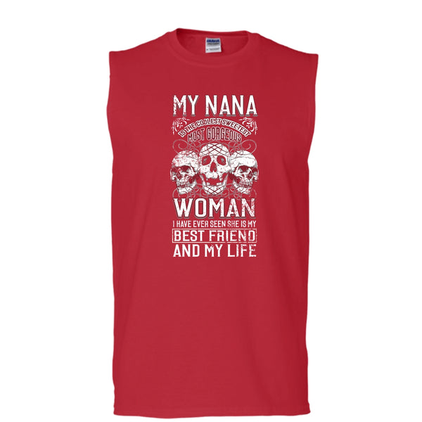 My Nana Is The Coolest Woman T Shirt, Awesome Nanny T Shirt, Cool T Shirt (Men's Cotton Sleeveless)