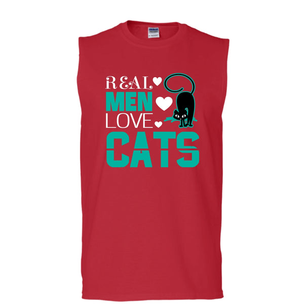Real Men Love Cat Shirt, I Love My Cat Shirt (Men's Cotton Sleeveless)