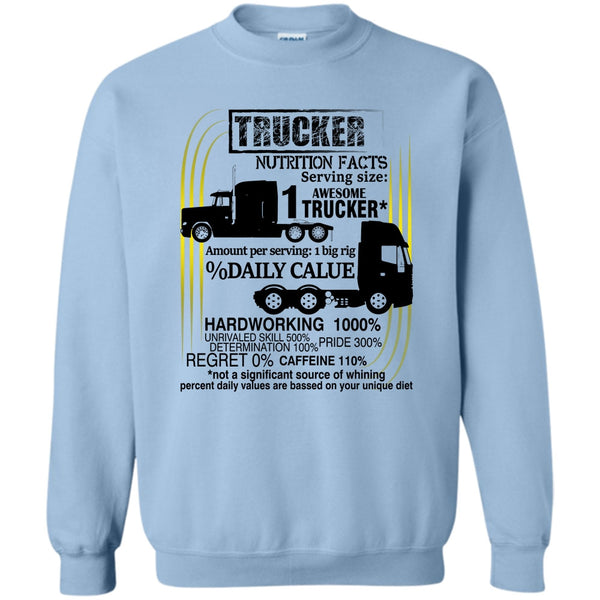 Coolest Trucker T Shirt, Trucker Nutrition Facts Sweatshirt
