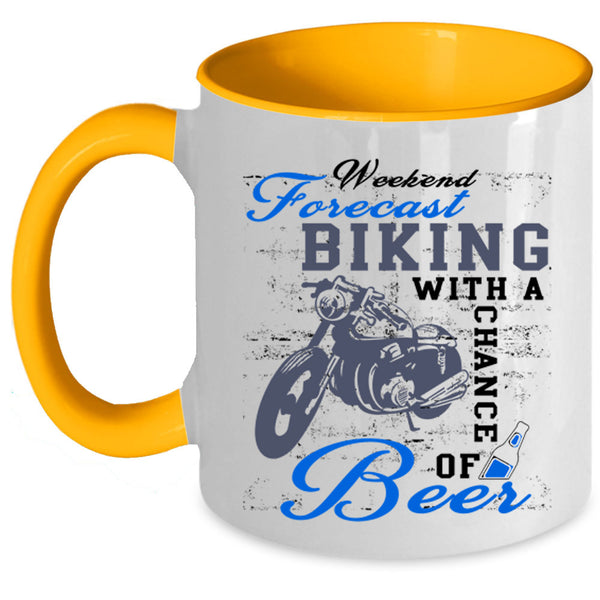 Chance Of Beer Coffee Mug, Weekend Forecast Biking Accent Mug