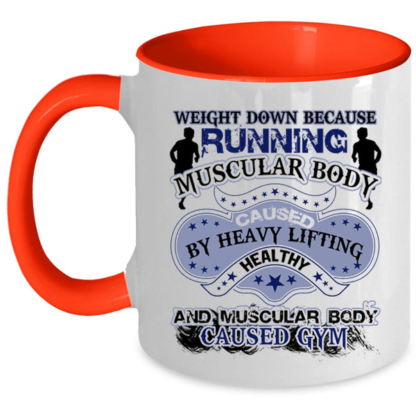 Muscular Body Caused Gym Coffee Mug, Running Muscular Body Accent Mug